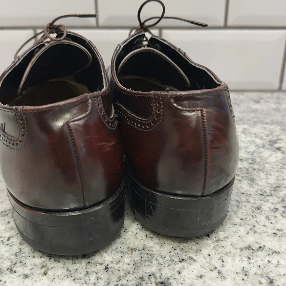 Florsheim Mens 8 D Wingtip‎ Oxford Burgundy Leather Brogue Dress Shoes Classic